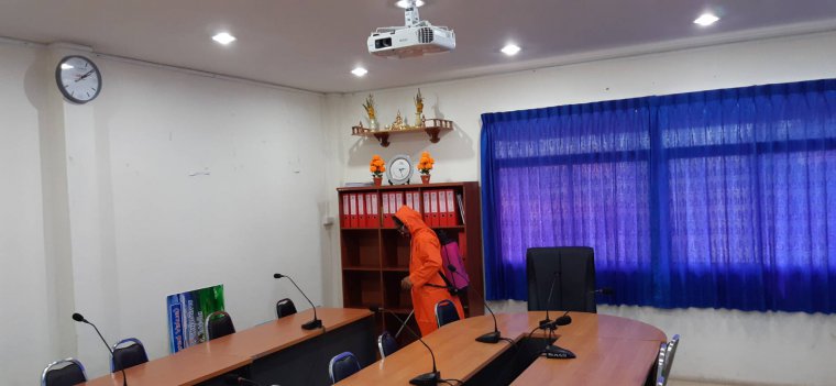 ภาพกิจกรรมฉีดพ่นน้ำยาฆ่าเชื้อ ไวรัสโคโรนา